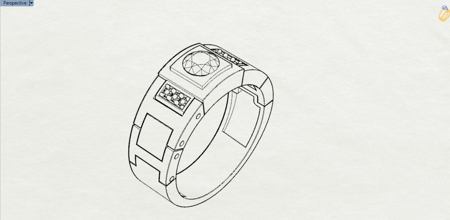 man diamond ring ror0030 3D print model_21