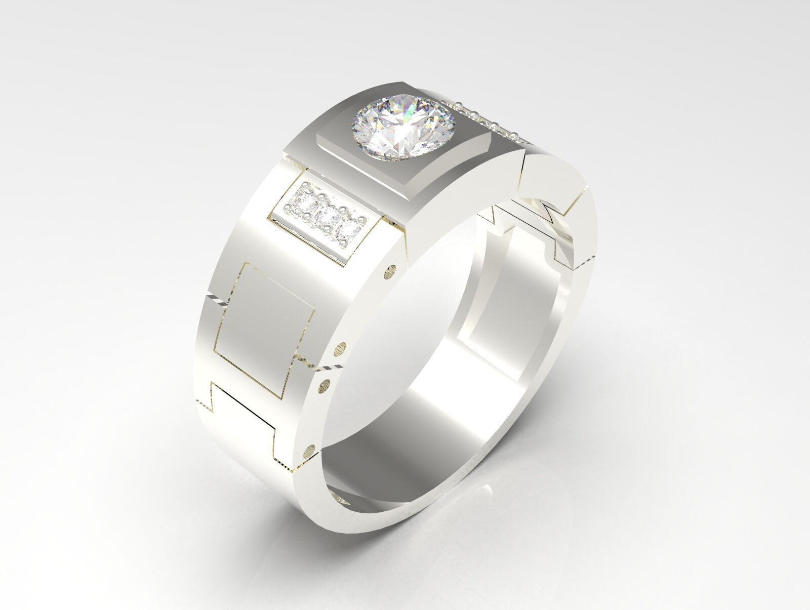 man diamond ring ror0030 3D print model_14