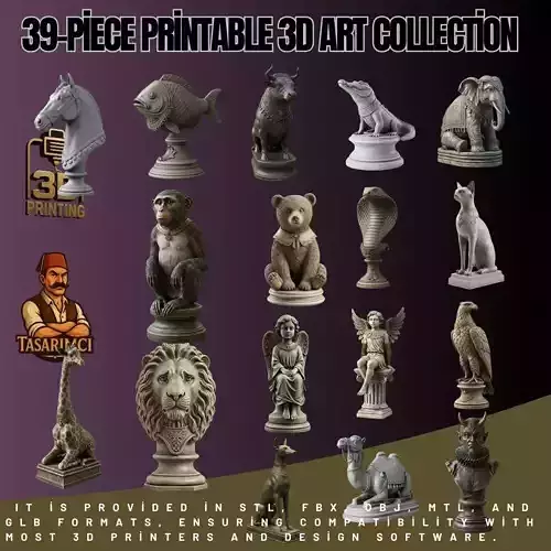 39 Piece Printable 3D Art Collection  