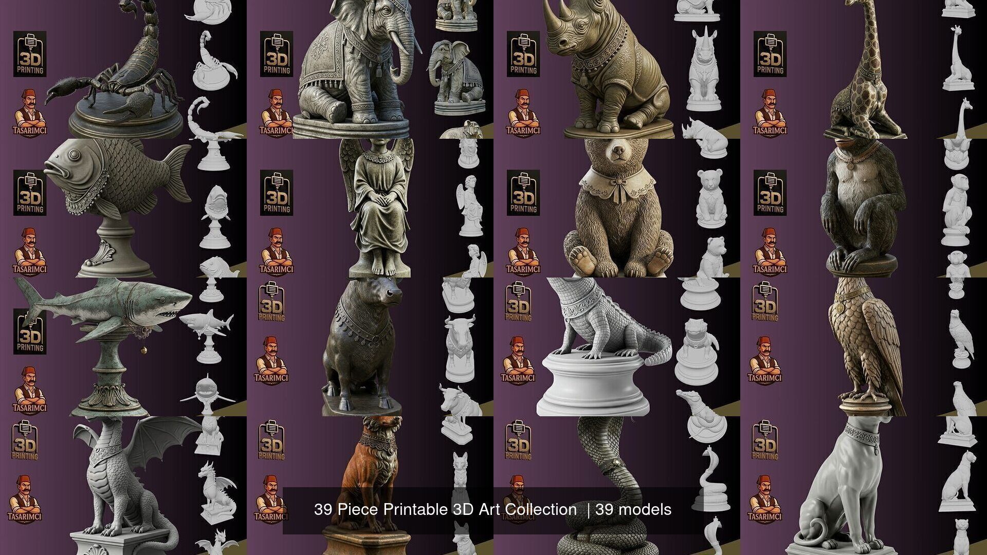 39 Piece Printable 3D Art Collection  _3