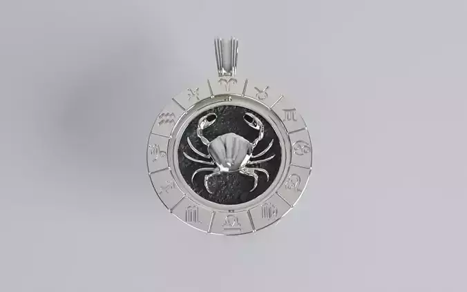 Zodiac Sign Pendants - Double Sided Spinning Center - Cancer
