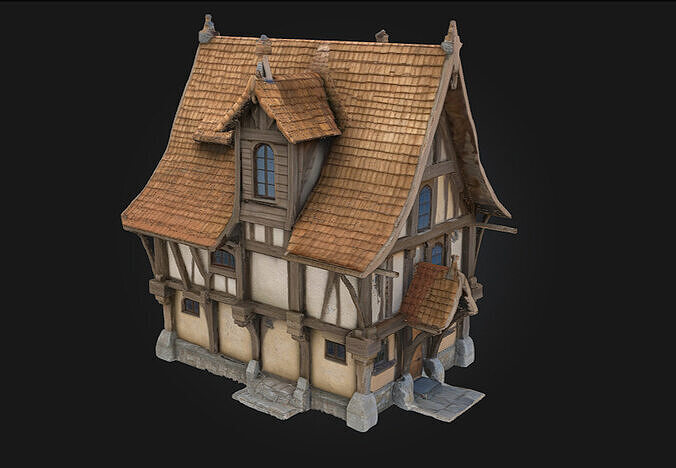Medieval Cottage Model Timeless Charm of Rustic Living 3D model 2