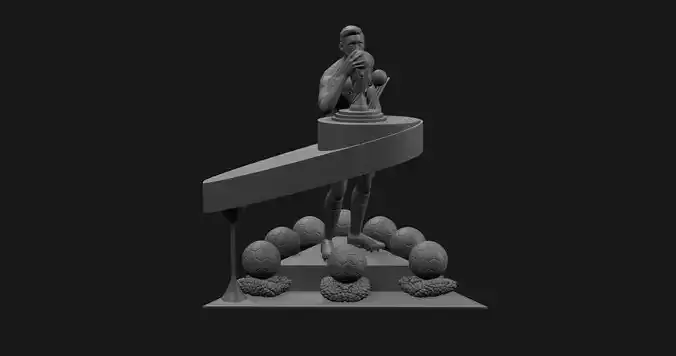 Lionel Messi 3D Model with All his Trophies For 3D Print