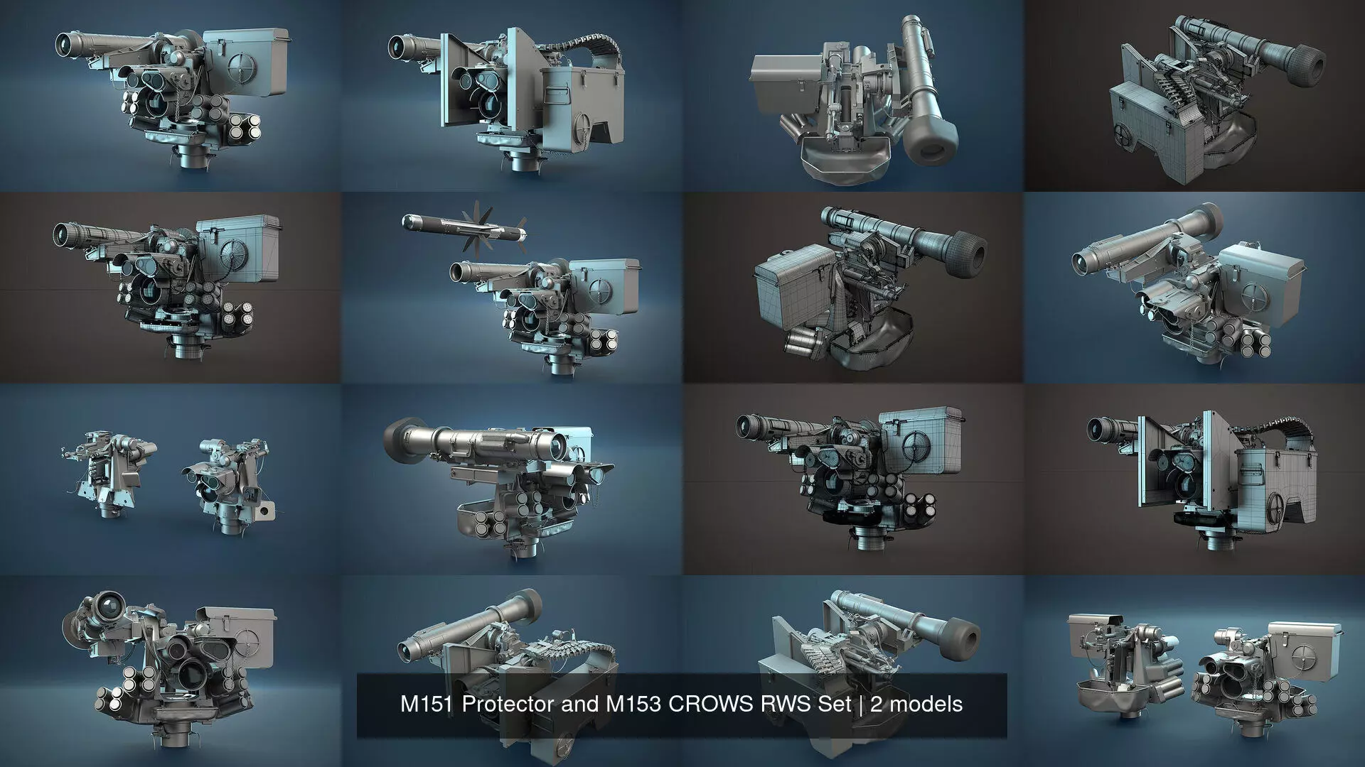 M151 Protector and M153 CROWS RWS Set 3D Model Collection_1