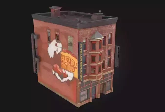 Stone Bakery Building Model  A Rustic Culinary Haven 3D model