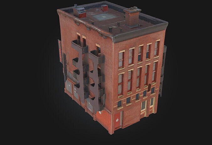 Stone Bakery Building Model  A Rustic Culinary Haven 3D model 6