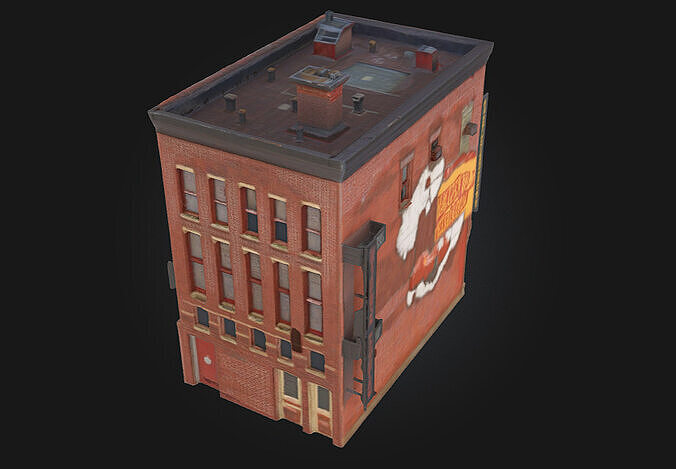 Stone Bakery Building Model  A Rustic Culinary Haven 3D model 7