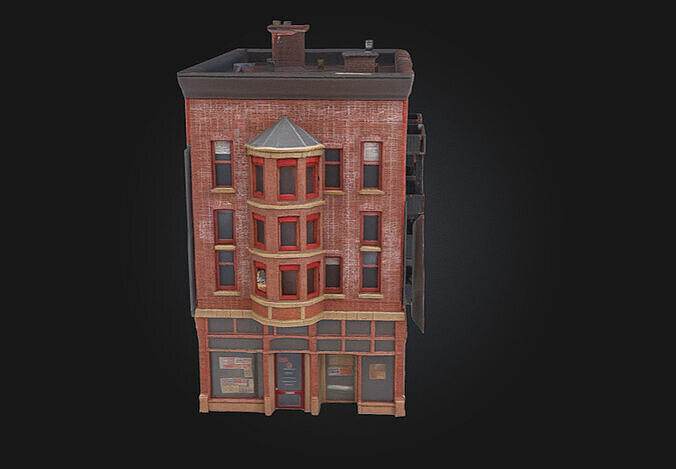 Stone Bakery Building Model  A Rustic Culinary Haven 3D model 2