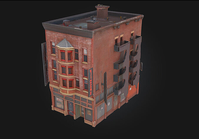 Stone Bakery Building Model  A Rustic Culinary Haven 3D model 3