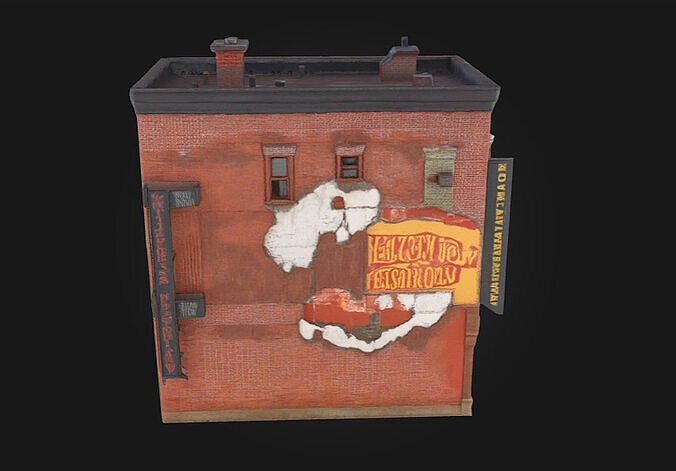 Stone Bakery Building Model  A Rustic Culinary Haven 3D model 4