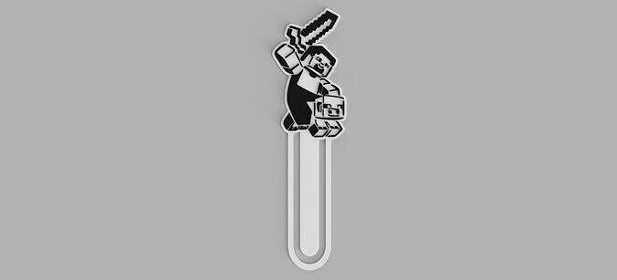 Minecraft Steve with Pig and Sword Logo Book Markers Free 3D print model