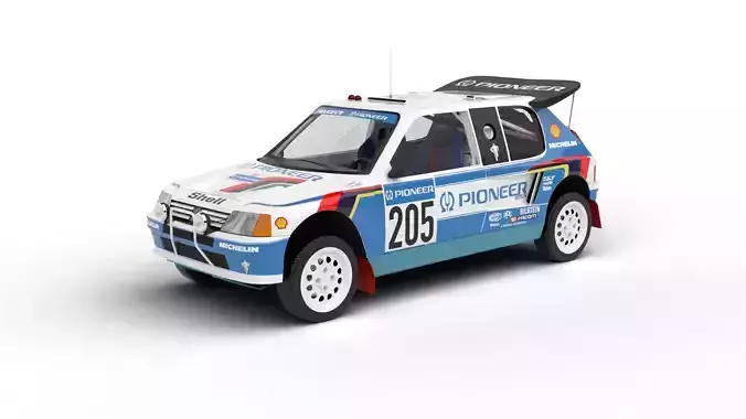 Peugeot 205 T16 Grand Raid Paris Dakar 1988 3d model