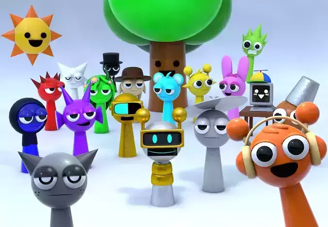 Sprunki RTX Incredibox 3D Character Model Pack Low-poly 3D model