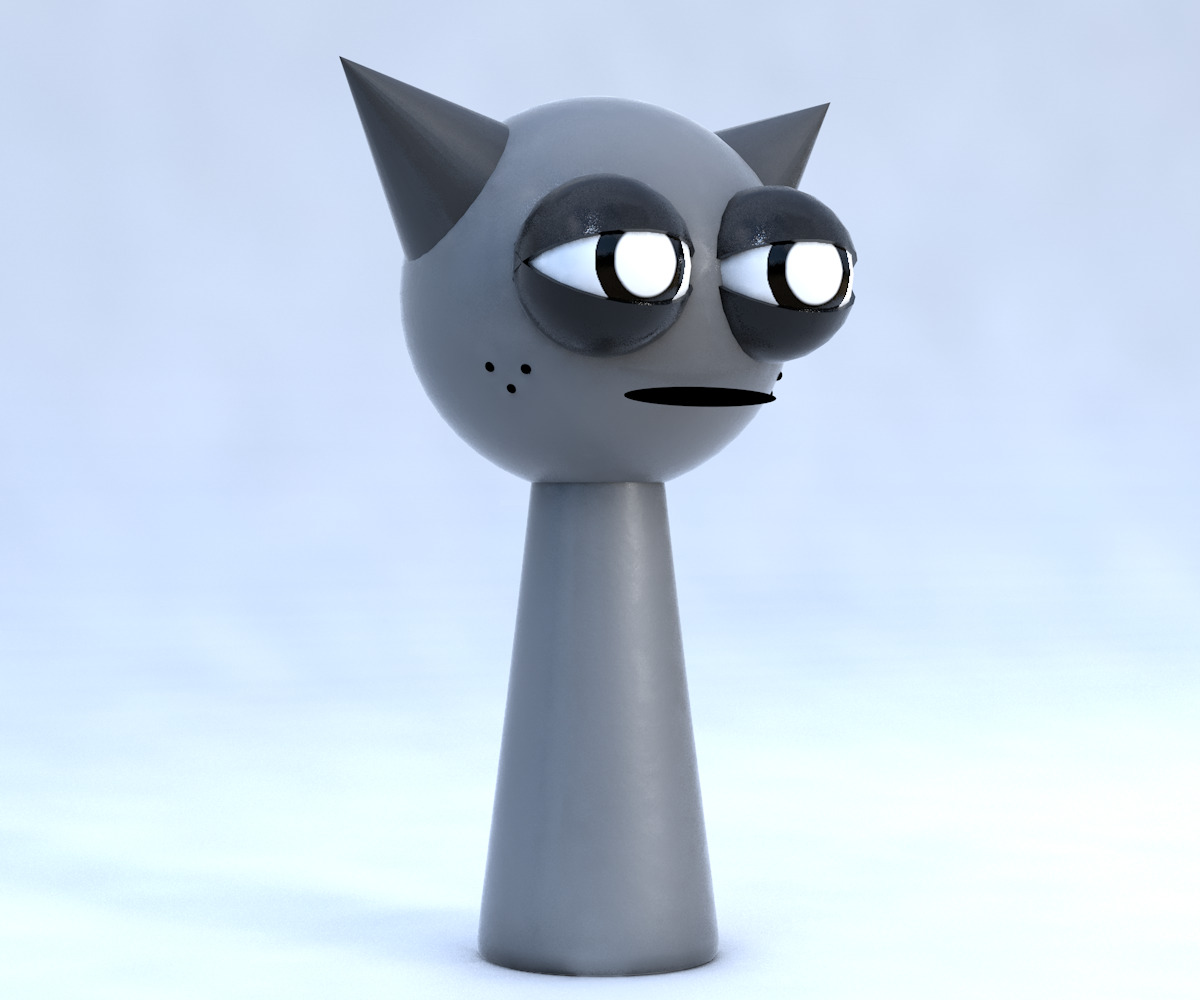 Gray Sprunki Incredibox 3D Character Model Low-poly 3D model_2