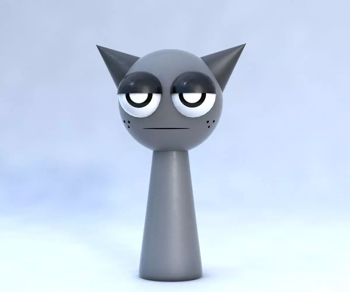Gray Sprunki Incredibox 3D Character Model Low-poly 3D model_0