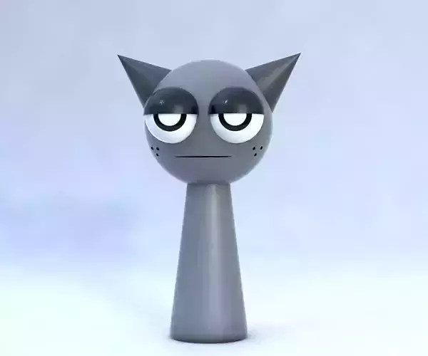 Gray Sprunki Incredibox 3D Character Model