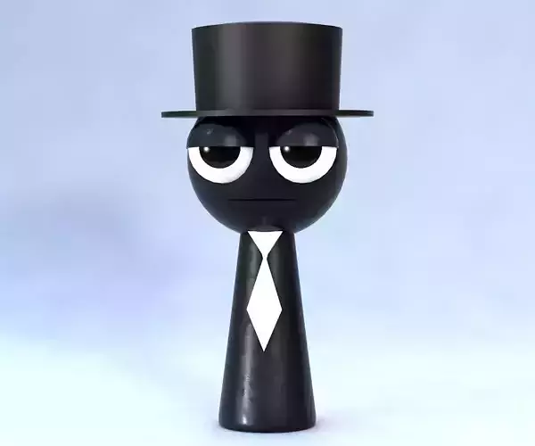 Black Sprunki Incredibox 3D Character Model