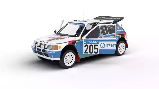 Peugeot 205 T16 Grand Raid Paris Dakar 1988 HQ 3d model 3D model