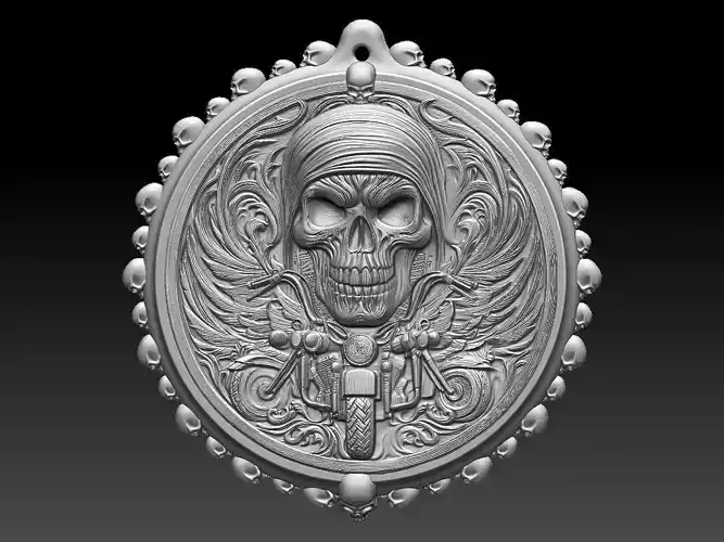 HM Skull Biker Keychain 011