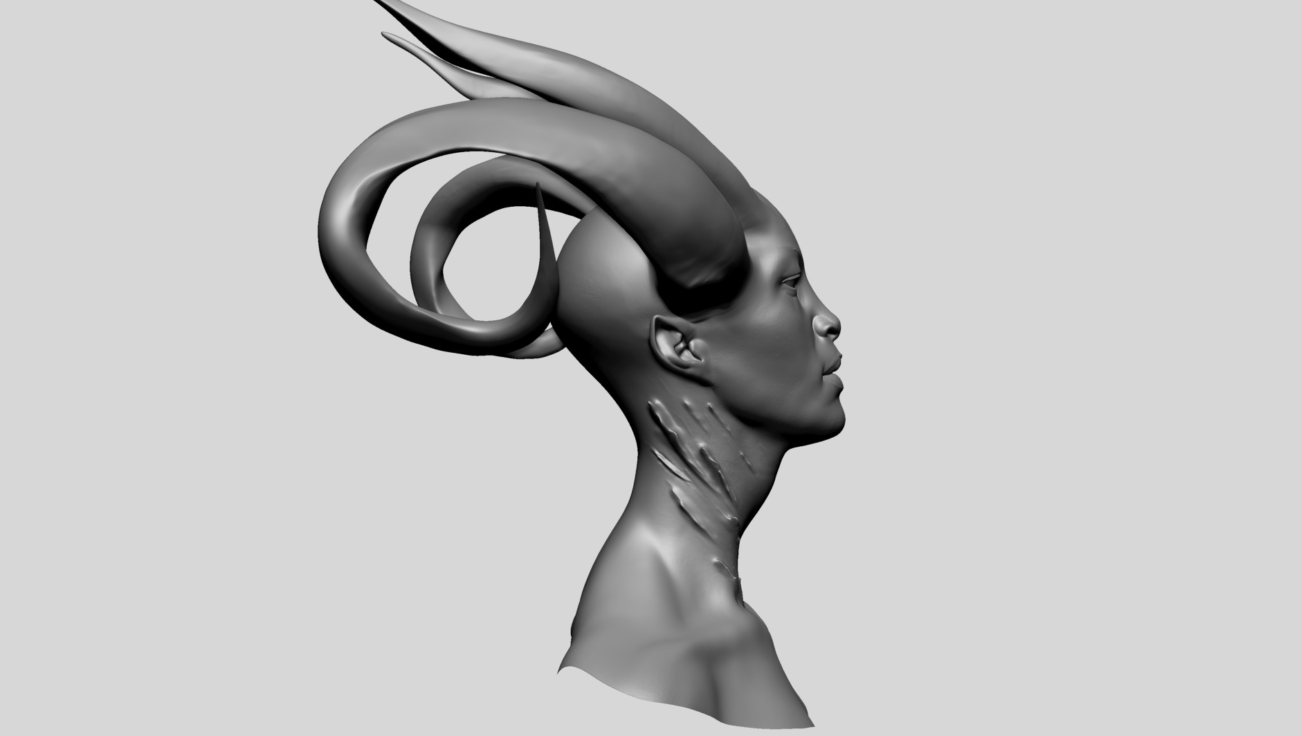 Fantasy Female Bust F 3D model_1