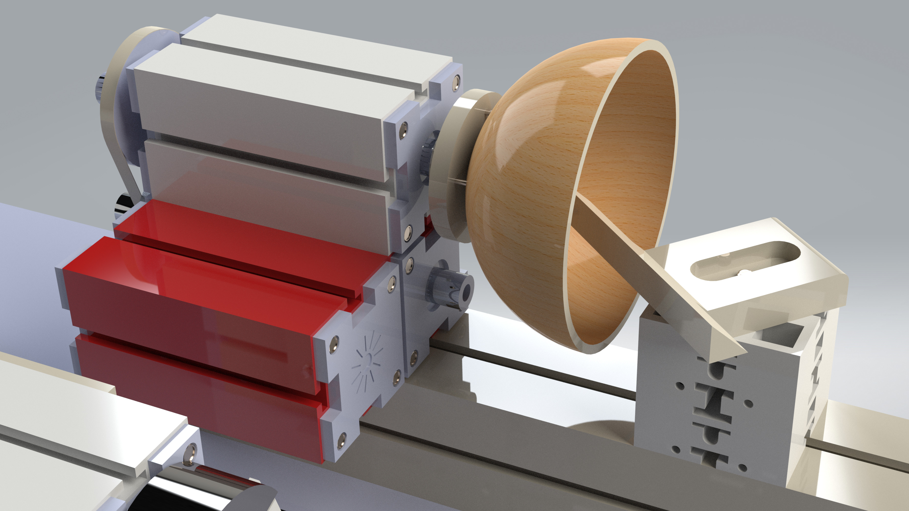 Manual Lathe and Milling Machine Workstation Wood and Metal 3D model_3