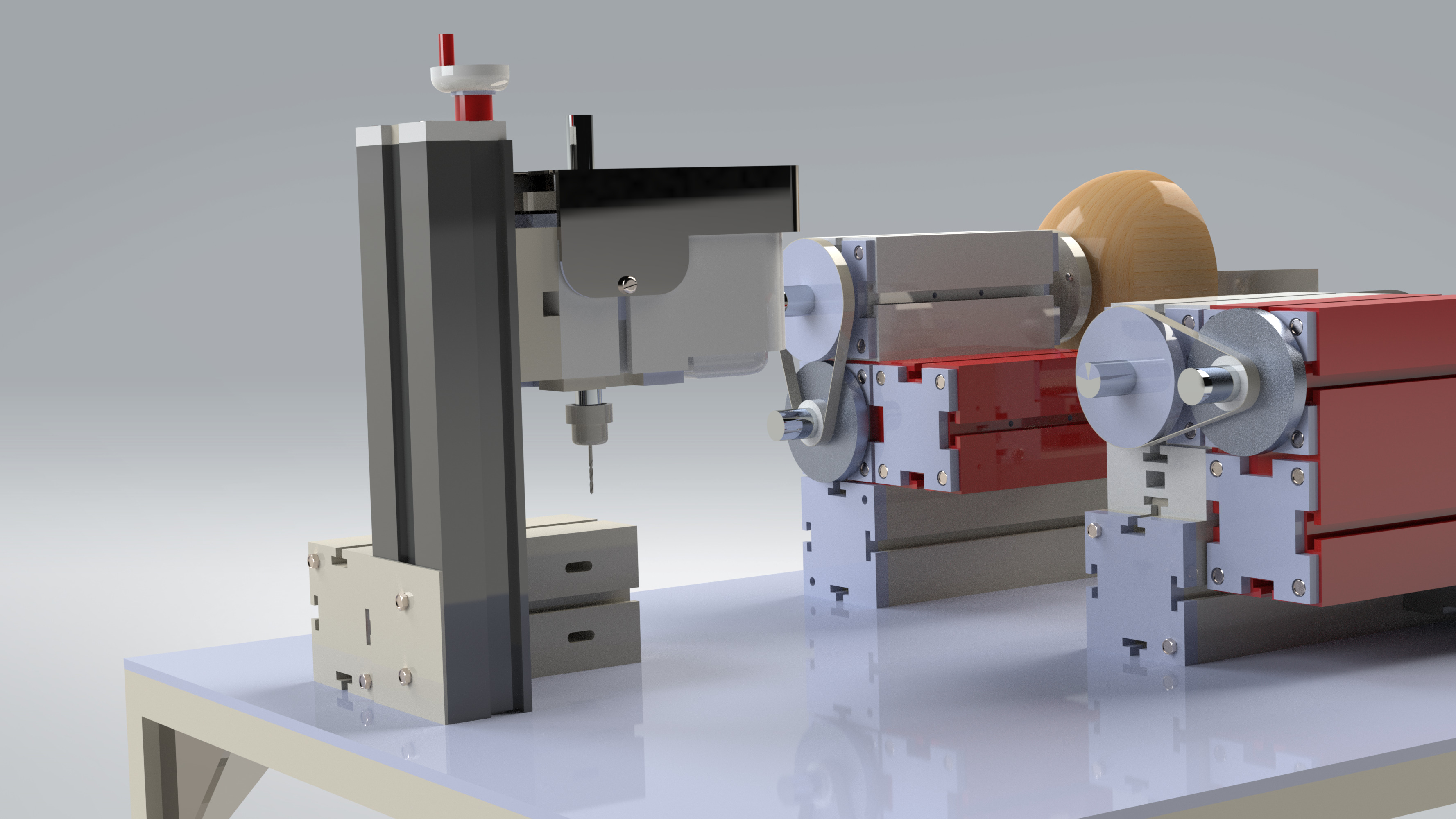 Manual Lathe and Milling Machine Workstation Wood and Metal 3D model_4