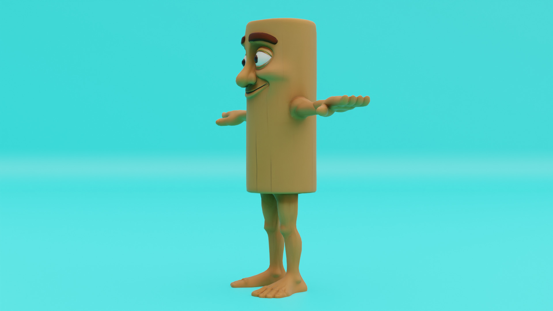 Tung Tung Tung Sahur T-pose Rigged Italian brainrot Low Poly Low-poly 3D model_4
