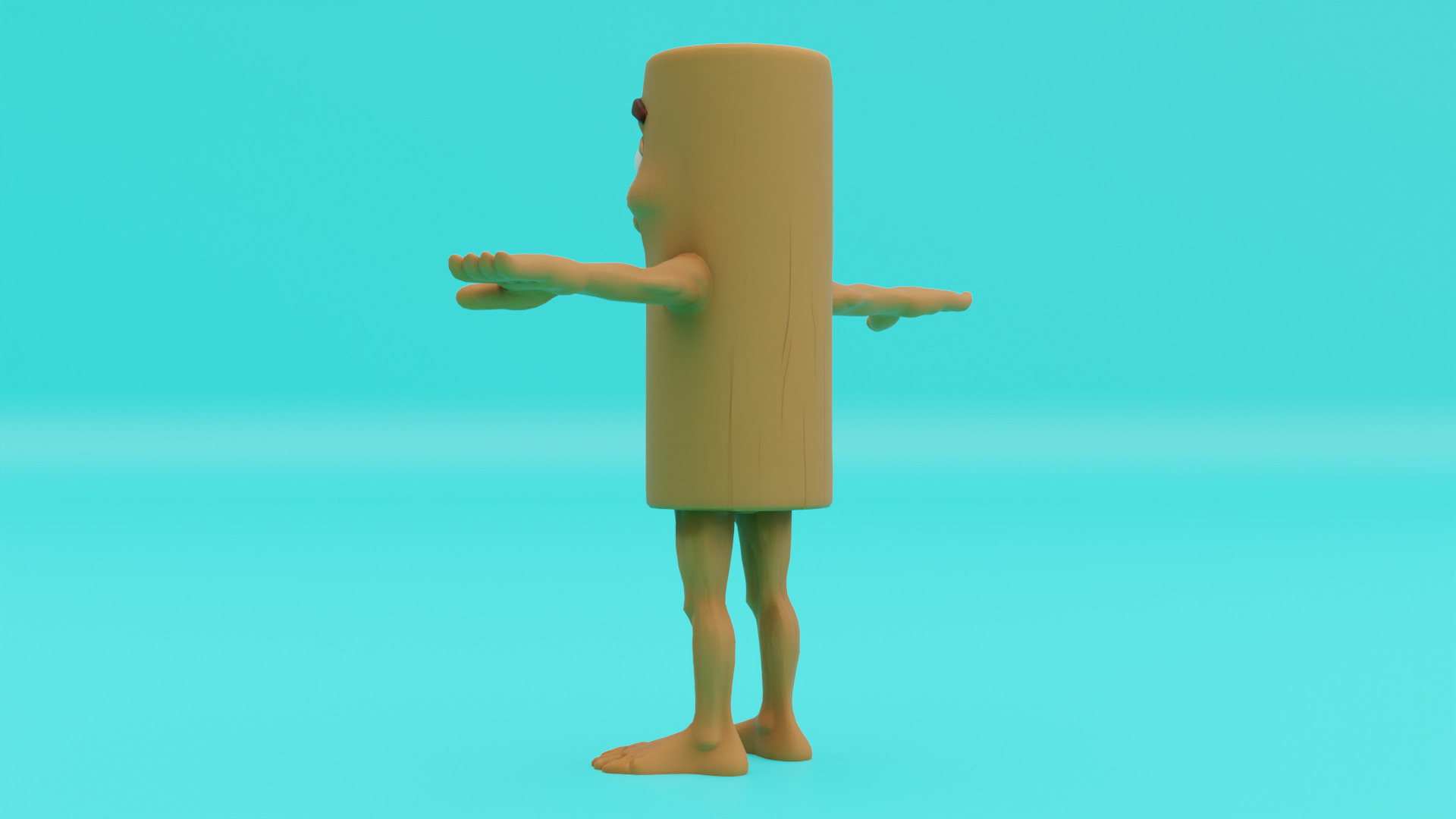 Tung Tung Tung Sahur T-pose Rigged Italian brainrot Low Poly Low-poly 3D model_6