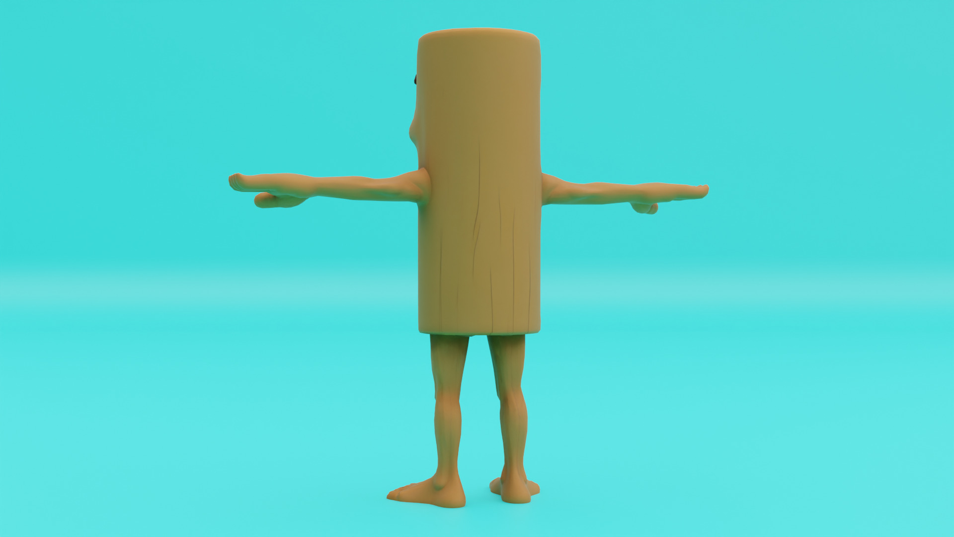 Tung Tung Tung Sahur T-pose Rigged Italian brainrot Low Poly Low-poly 3D model_7