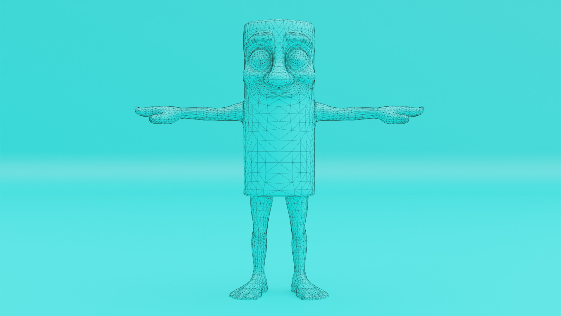 Tung Tung Tung Sahur T-pose Rigged Italian brainrot Low Poly Low-poly 3D model_12