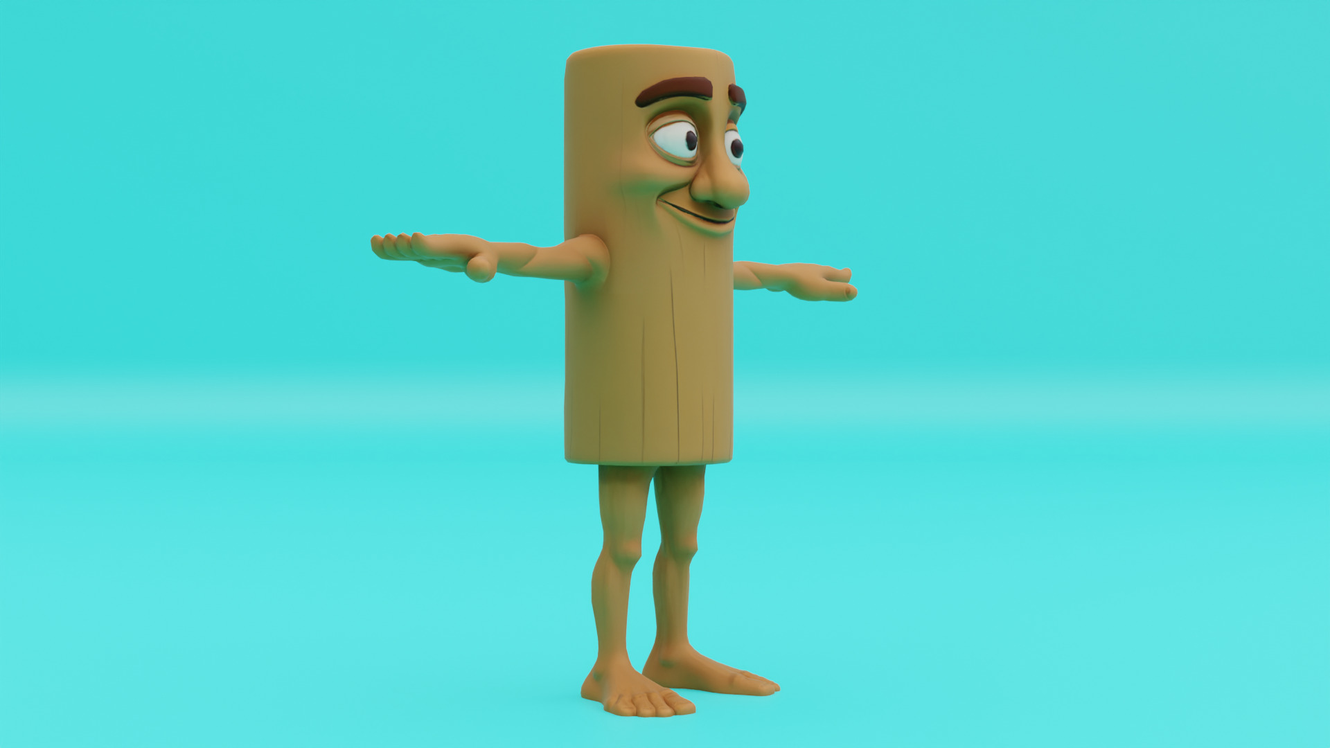 Tung Tung Tung Sahur T-pose Rigged Italian brainrot Low Poly Low-poly 3D model_11
