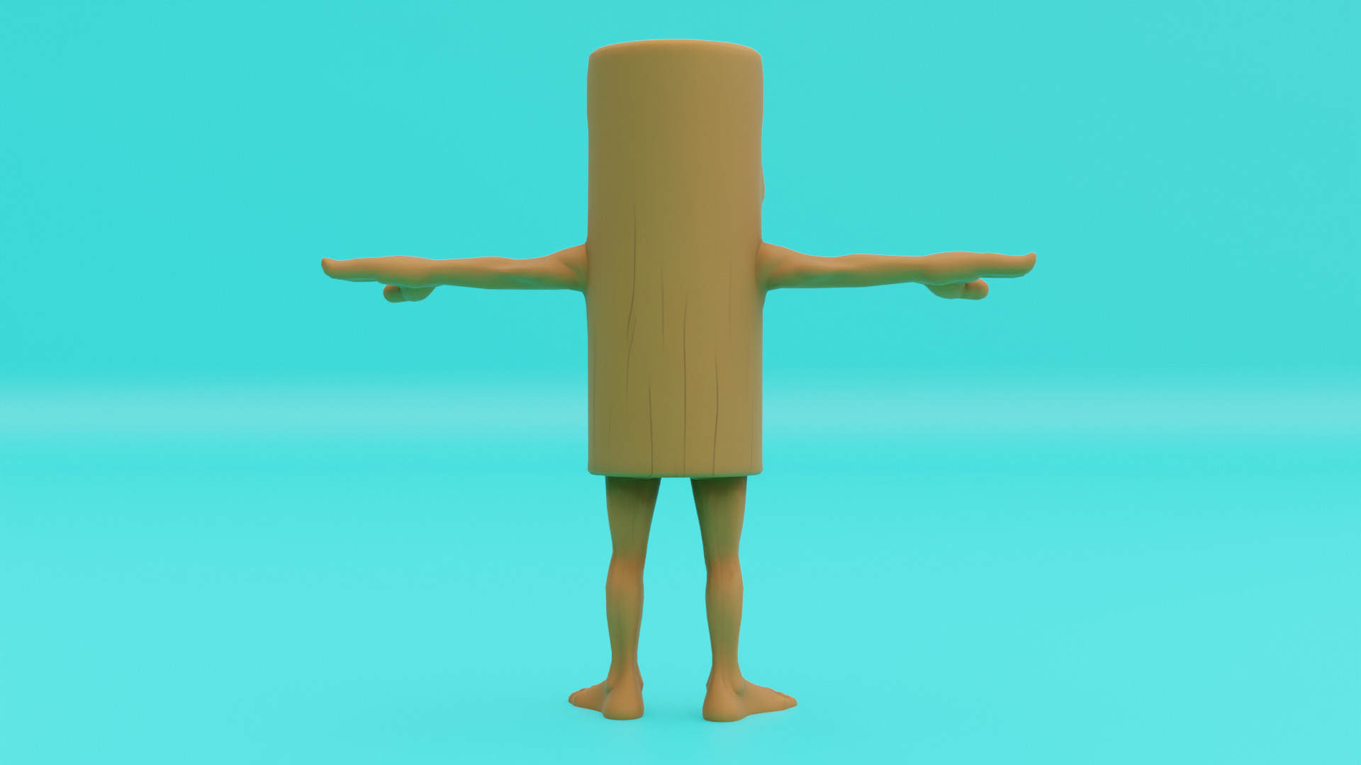 Tung Tung Tung Sahur T-pose Rigged Italian brainrot Low Poly Low-poly 3D model_8