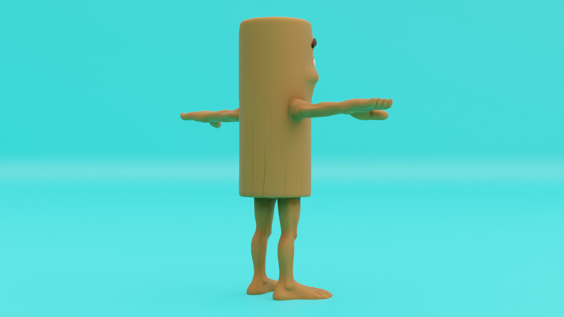 Tung Tung Tung Sahur T-pose Rigged Italian brainrot Low Poly Low-poly 3D model_9