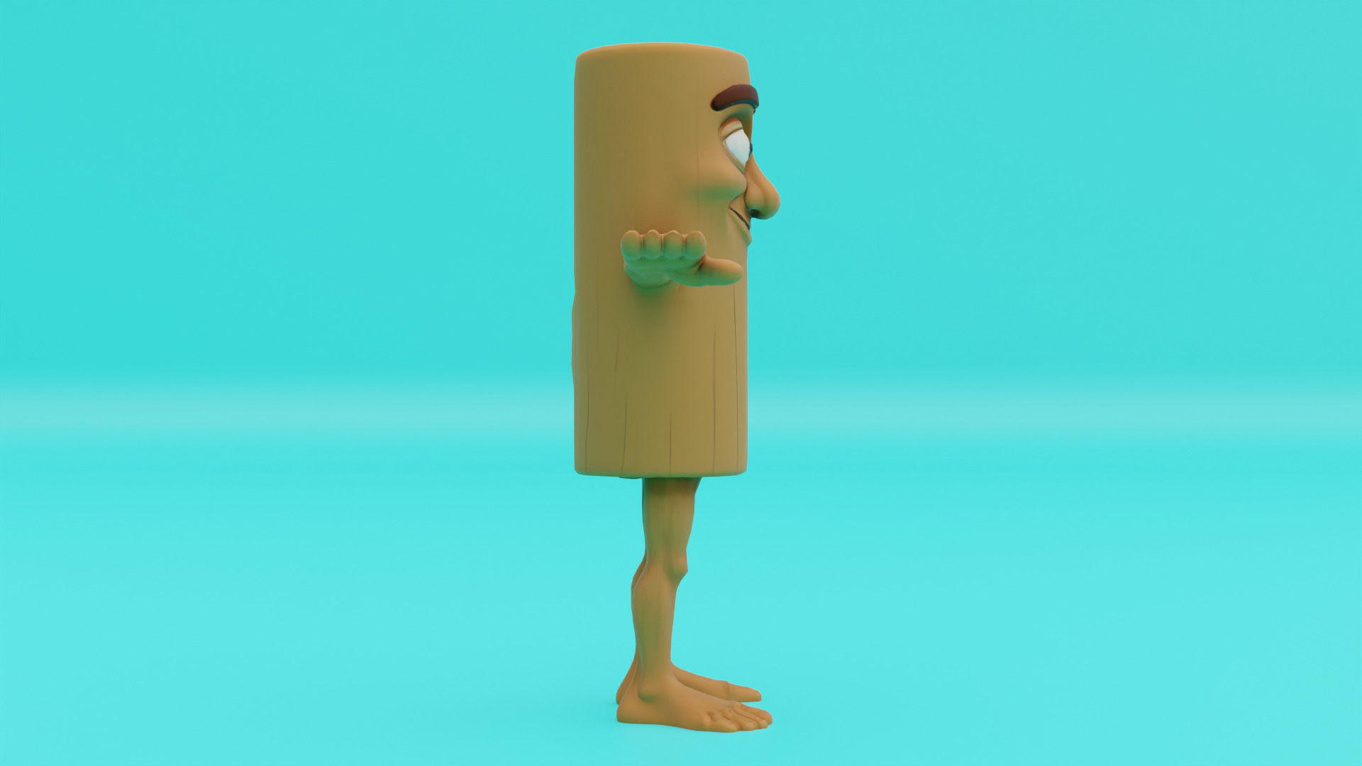 Tung Tung Tung Sahur T-pose Rigged Italian brainrot Low Poly Low-poly 3D model_10