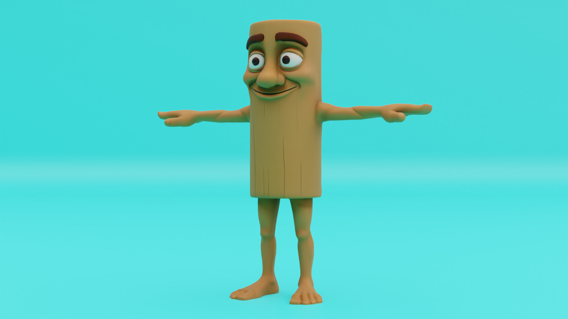 Tung Tung Tung Sahur T-pose Rigged Italian brainrot Low Poly Low-poly 3D model_2
