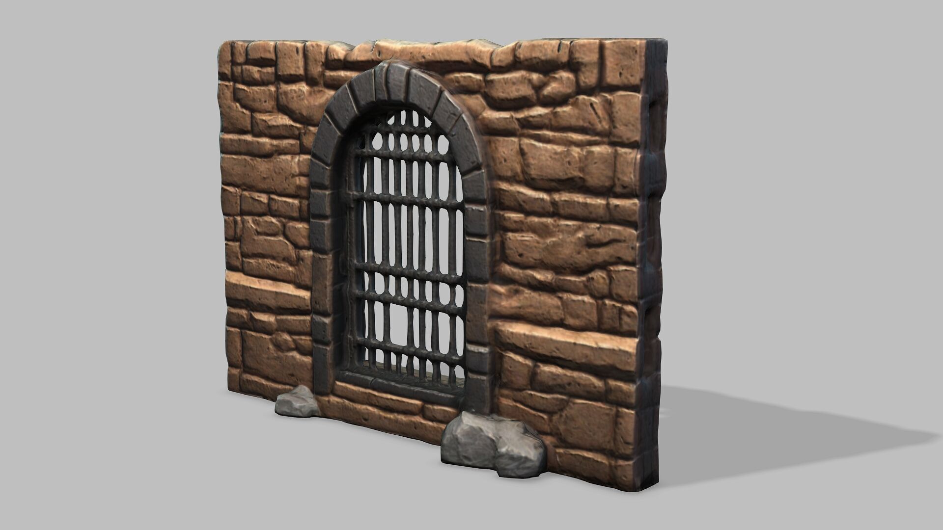 Old houses and old wall 3D model_2