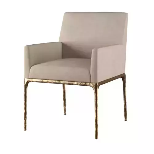 RH THADDEUS TRACK LEATHER DINING ARMCHAIR