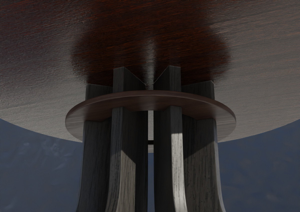 Wooden Round Coffee Table Low-poly 3D model_5