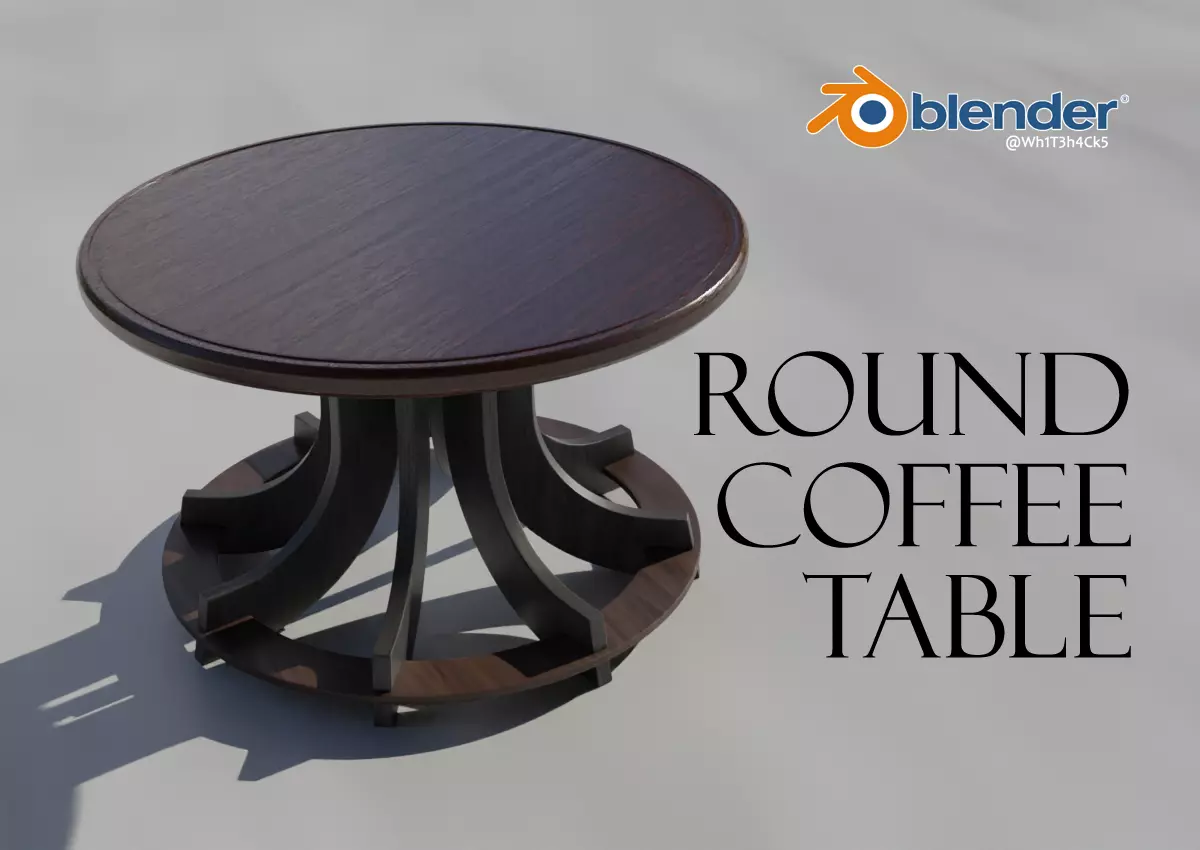 Wooden Round Coffee Table Low-poly 3D model_0