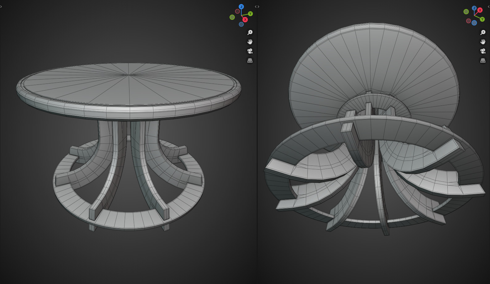 Wooden Round Coffee Table Low-poly 3D model_7