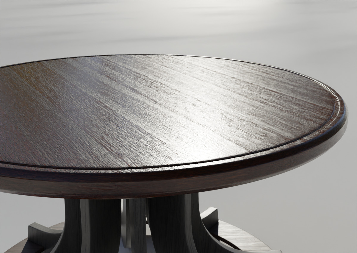 Wooden Round Coffee Table Low-poly 3D model_6