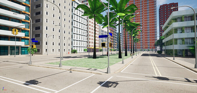 City Downtown Skyscraper Street - Unreal - Lot 01 Low-poly 3D model
