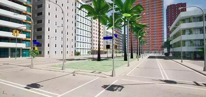 City Downtown Skyscraper Street - Unreal - Lot 01