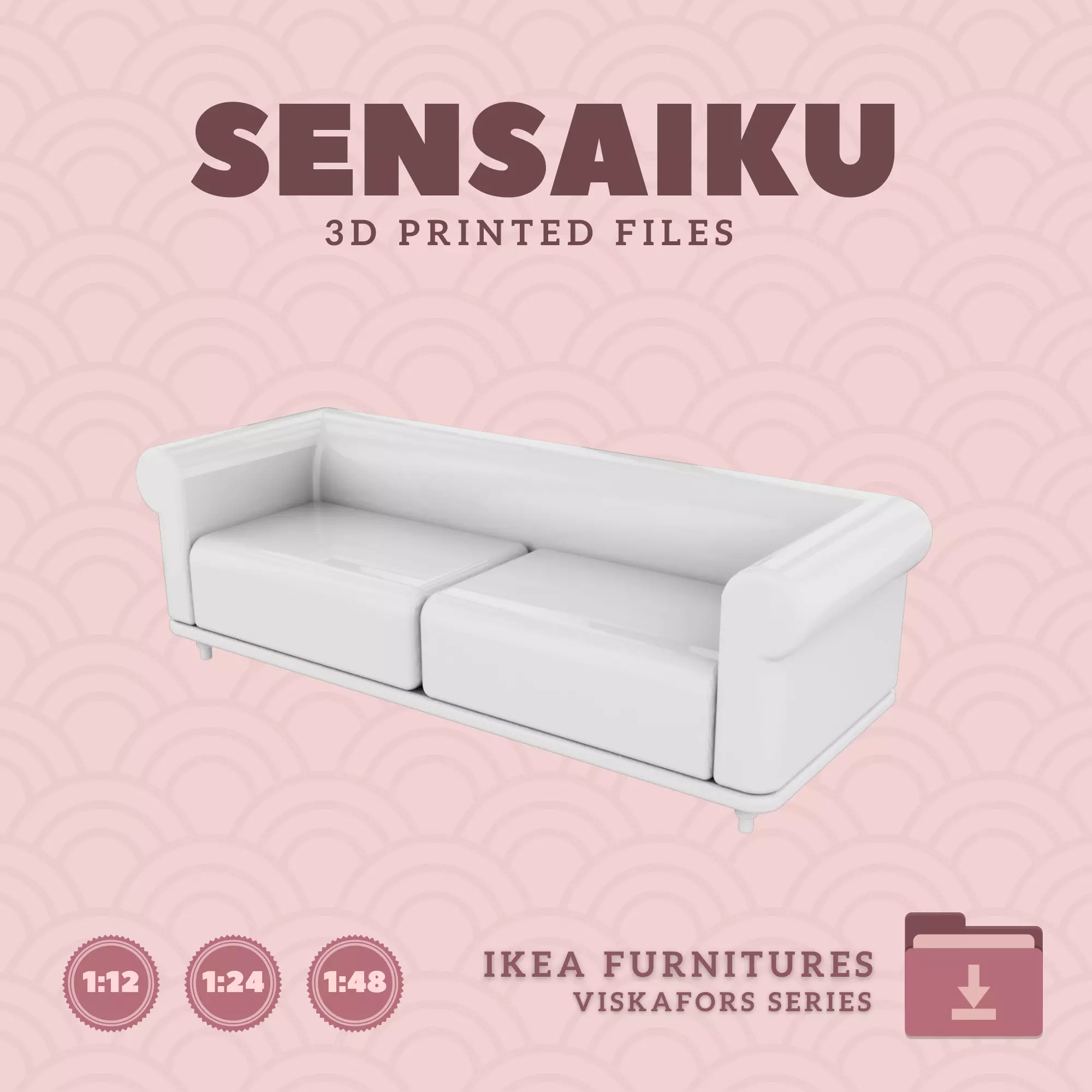 VISKAFORS Sofa for Miniature Dollhouse - IKEA - 3D Print 3D print model