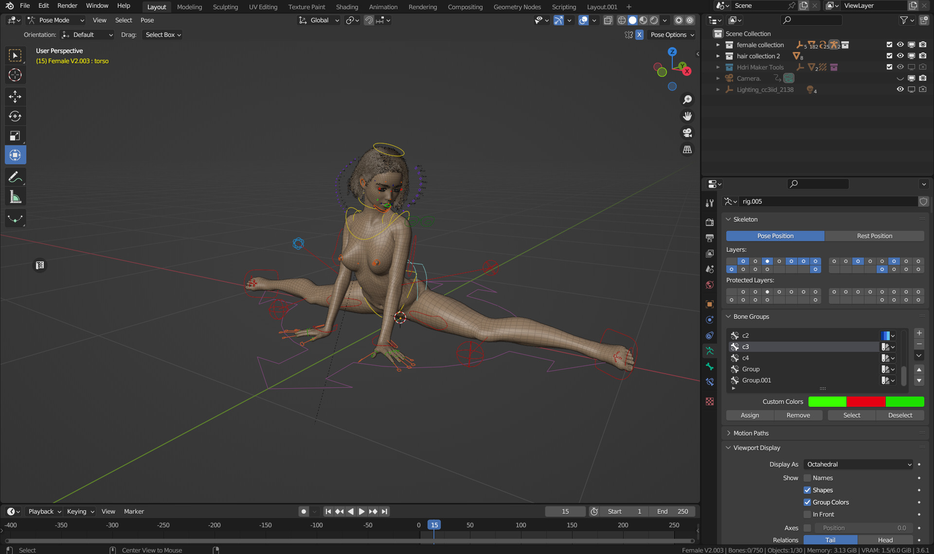 Monna- Realistic Female Rigged Low-poly 3D model_48