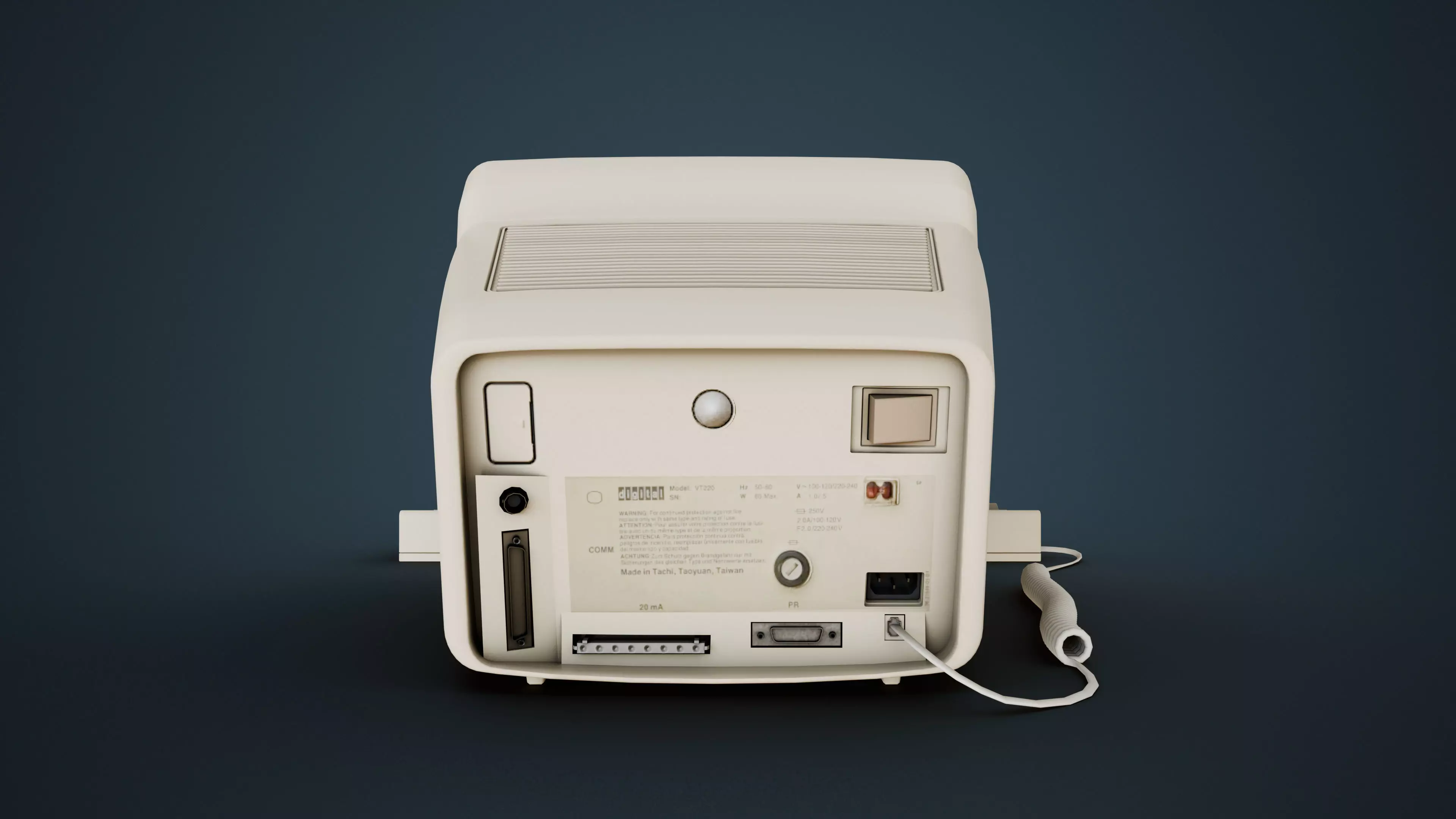 DEC VT220 - Retro Computer Low-poly 3D model_9