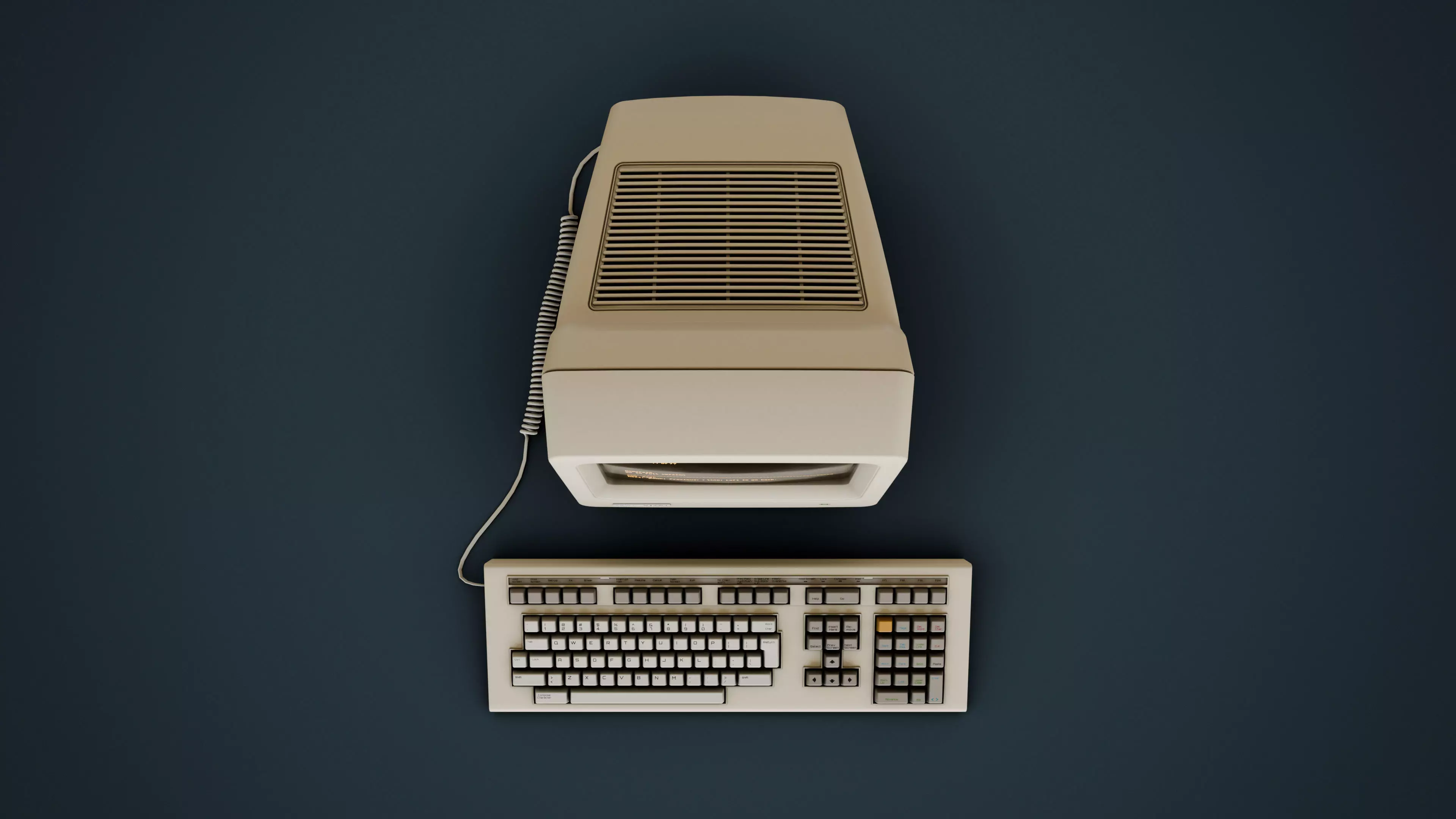 DEC VT220 - Retro Computer Low-poly 3D model_5
