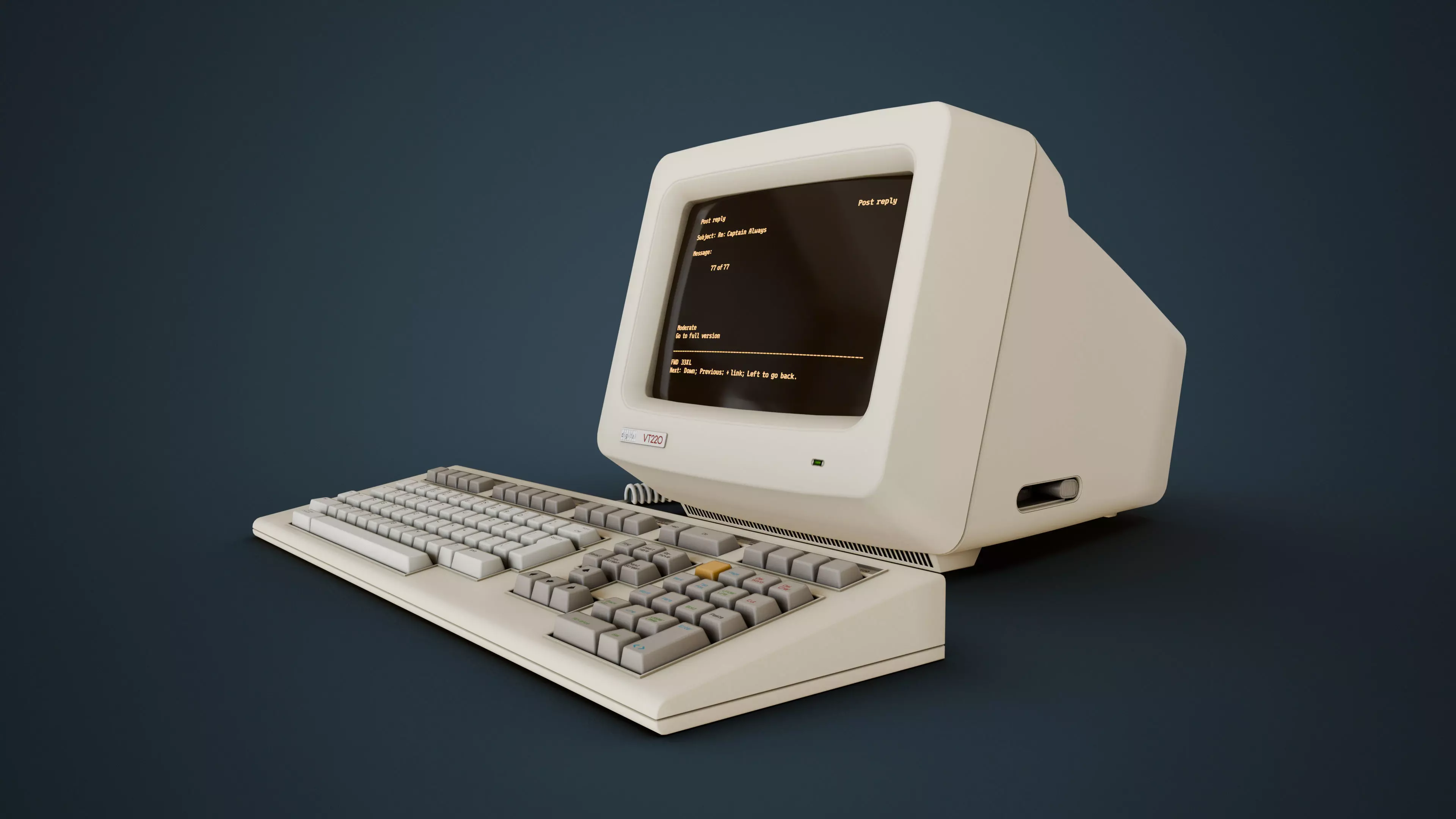 DEC VT220 - Retro Computer Low-poly 3D model_6