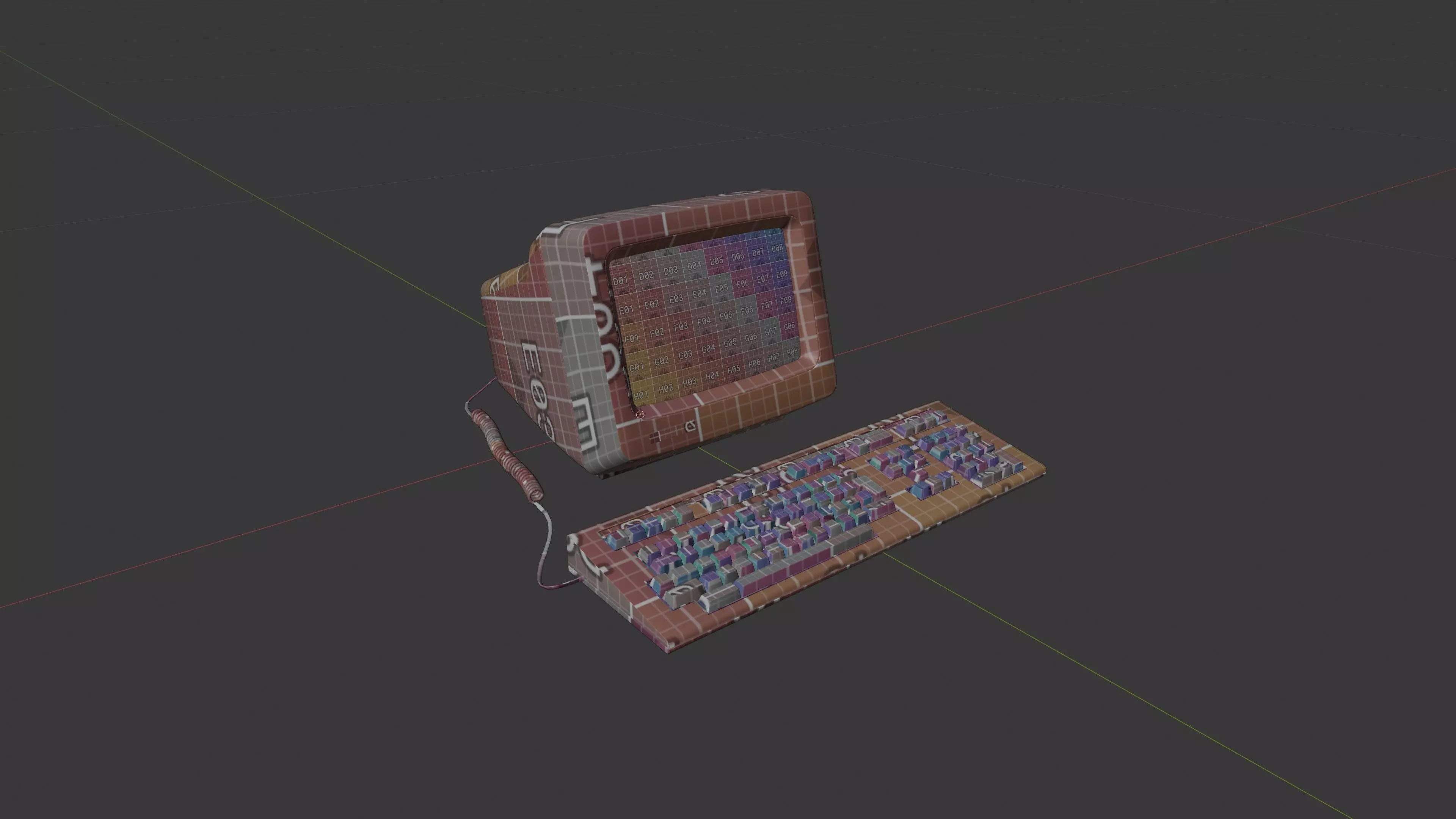 DEC VT220 - Retro Computer Low-poly 3D model_11