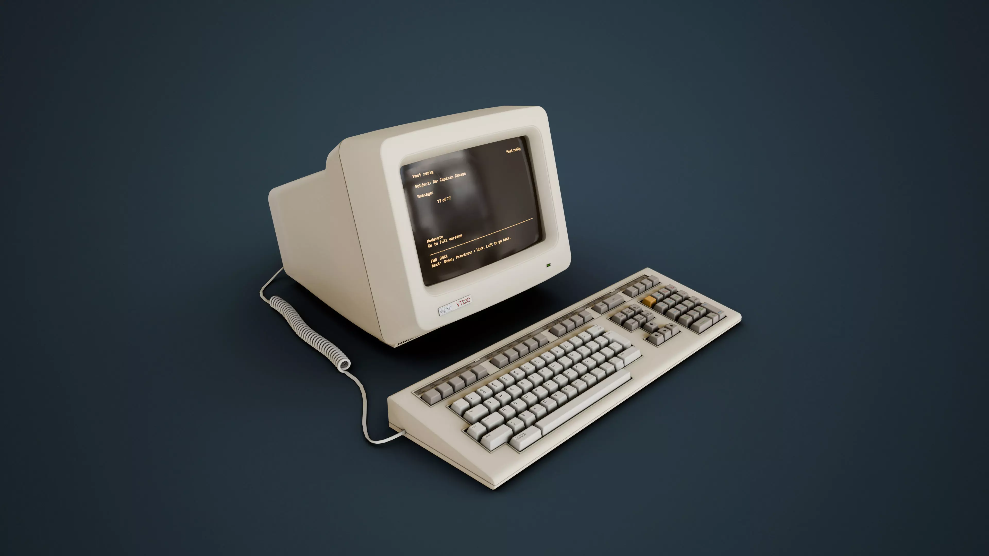 DEC VT220 - Retro Computer Low-poly 3D model_0